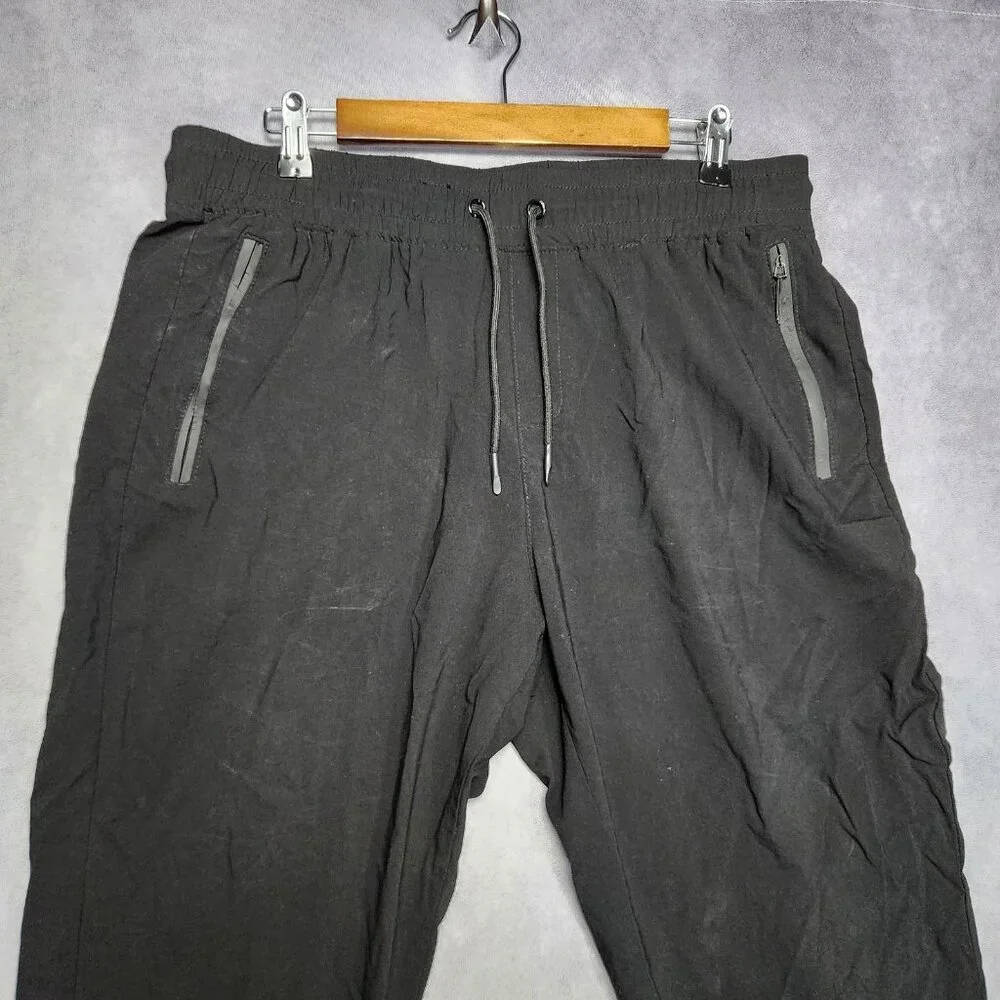 Athletex Jogger Pants Mens Large‎ Black Tapered Drawstring Water Resistant Nylon